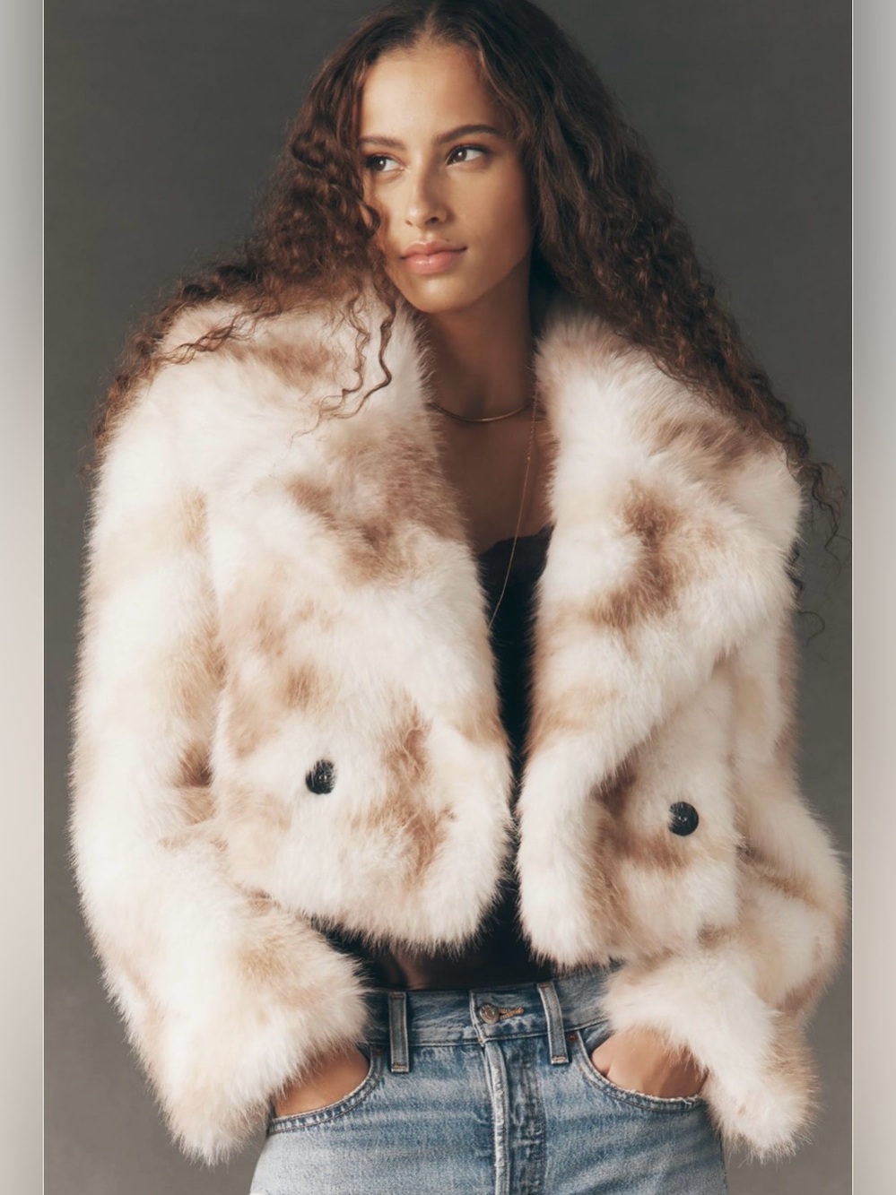 Avec les Filles faux fur crop jacket